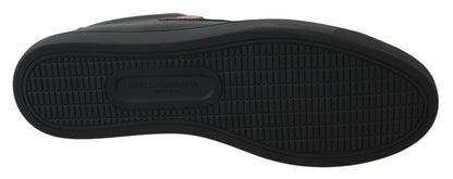 حذاء سنيكرز نسائي من دولتشي آند غابانا، جلد أسود، بتصميم قلب الحب