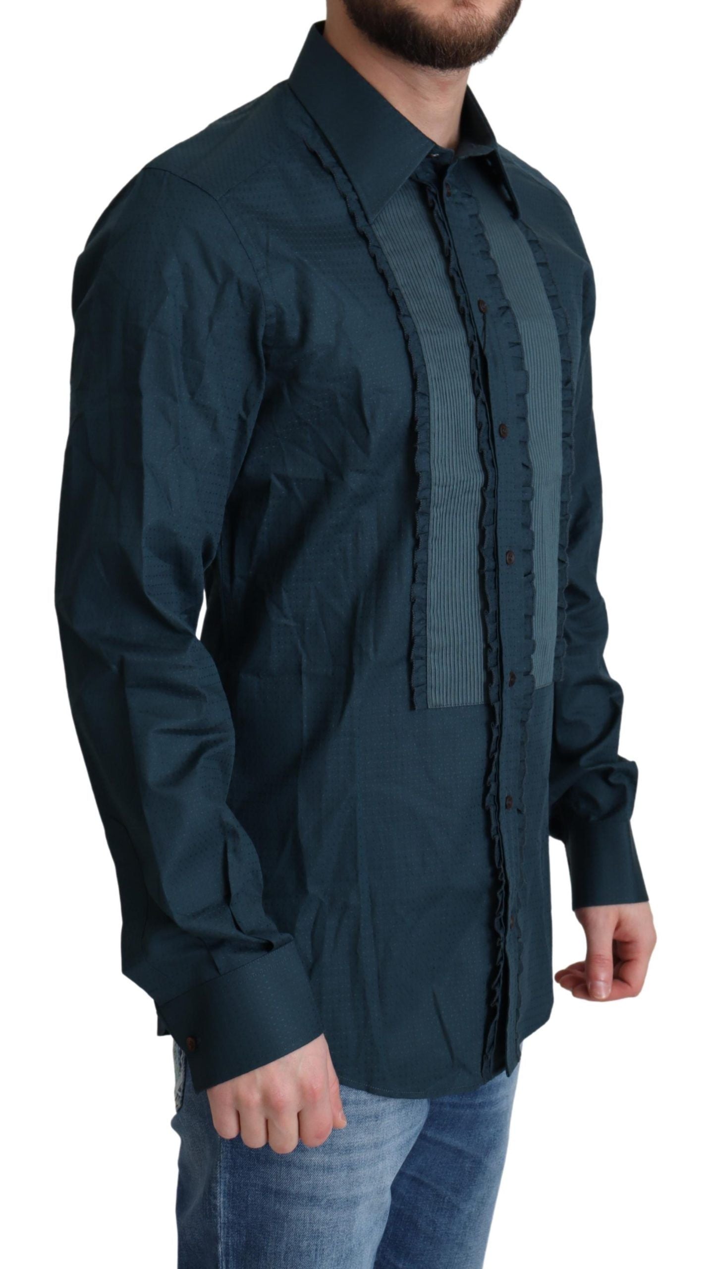 قميص دولتشي آند غابانا الرسمي ذو القلنسوة الزرقاء