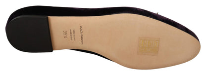 حذاء دولتشي آند غابانا المخملي البنفسجي بتصميم قلب من DG