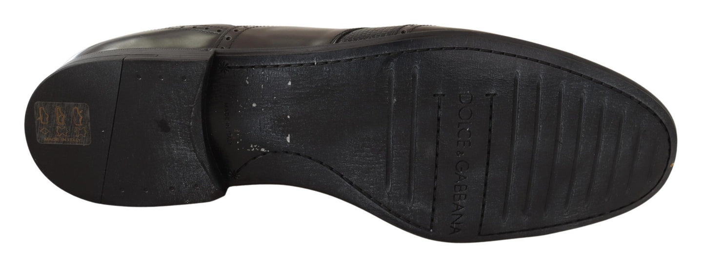 حذاء أكسفورد رسمي من دولتشي آند غابانا مصنوع من جلد السحلية باللون البني