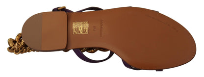 حذاء دولتشي آند غابانا ديفوشن فلات من الجلد البنفسجي، صندل