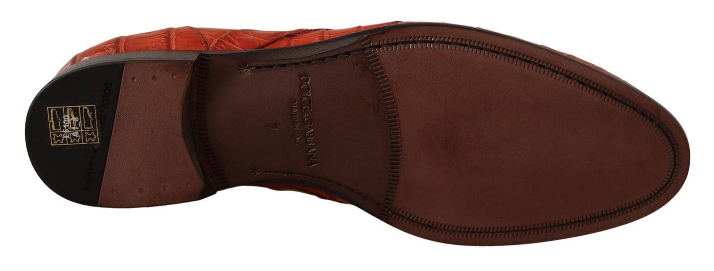 حذاء ديربي من دولتشي آند غابانا باللون البرتقالي من الجلد الفاخر