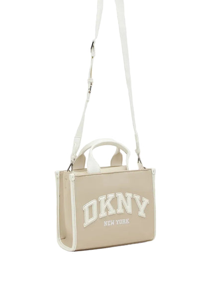DKNY Logo Patch Mini Tote – Beige & White
