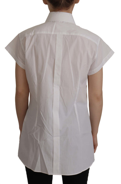 بلوزة رسمية بدون أكمام باللون الأبيض من دولتشي آند غابانا