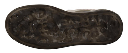 حذاء نسائي من الجلد الأبيض من دولتشي آند غابانا بشعار بورتوفينو