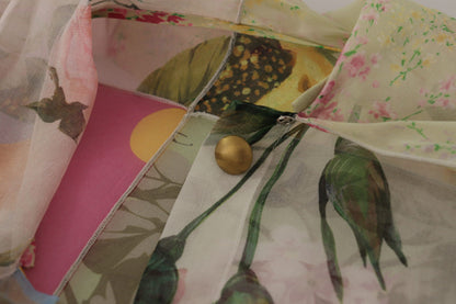 بلوزة دولتشي آند غابانا متعددة الألوان بياقة أسكوت مرقعة