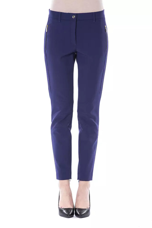 BYBLOS Blue Polyester Women's Slim-Fit Pant