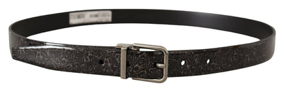 Dolce & Gabbana Black Goccia Glitter Patent Leather Buckle Vernice Belt