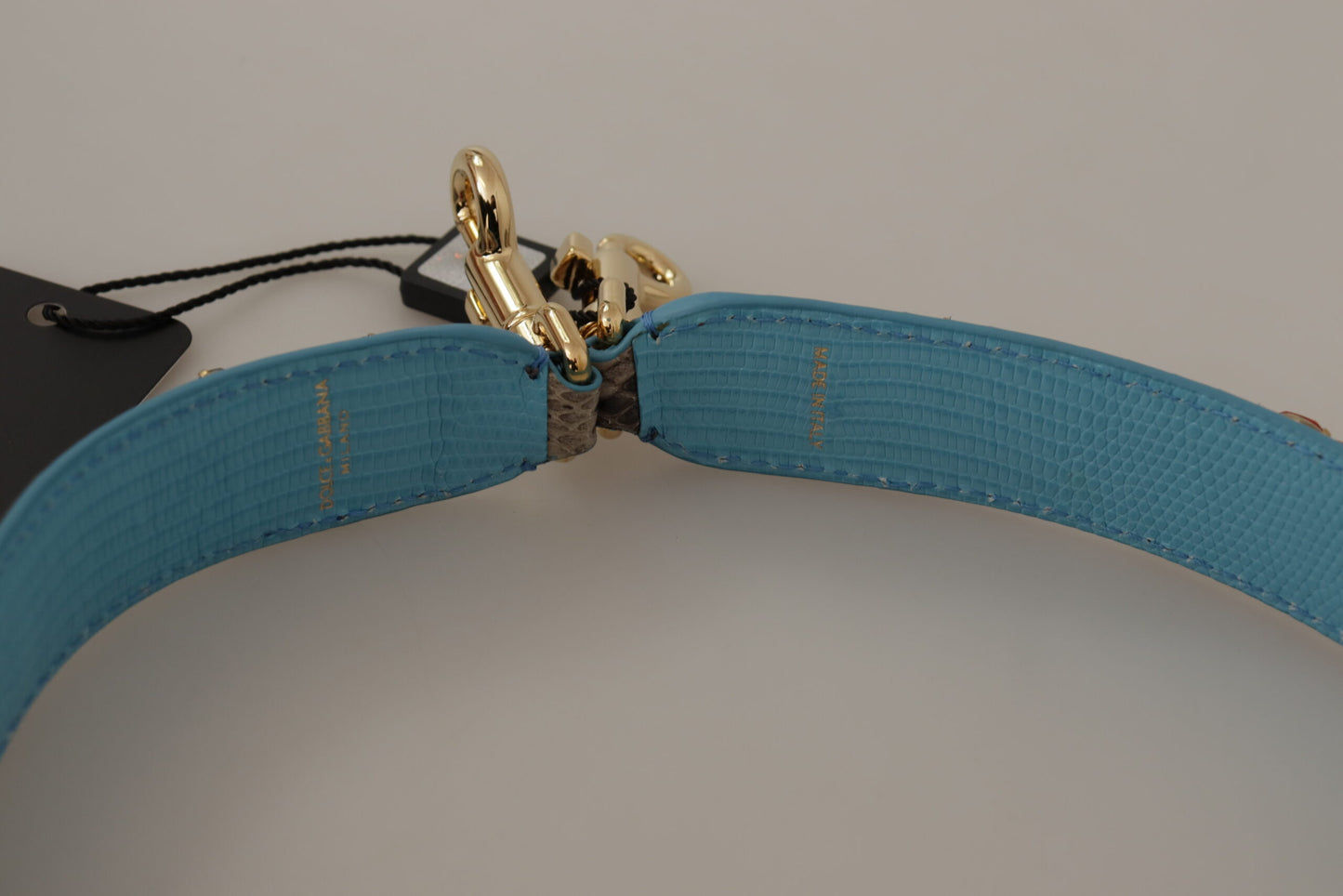 حزام كتف من الجلد البني من دولتشي آند غابانا مزين بالكريستالات