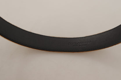 حزام دولتشي آند غابانا بني مخملي برونزي بشعار عتيق ومشبك معدني