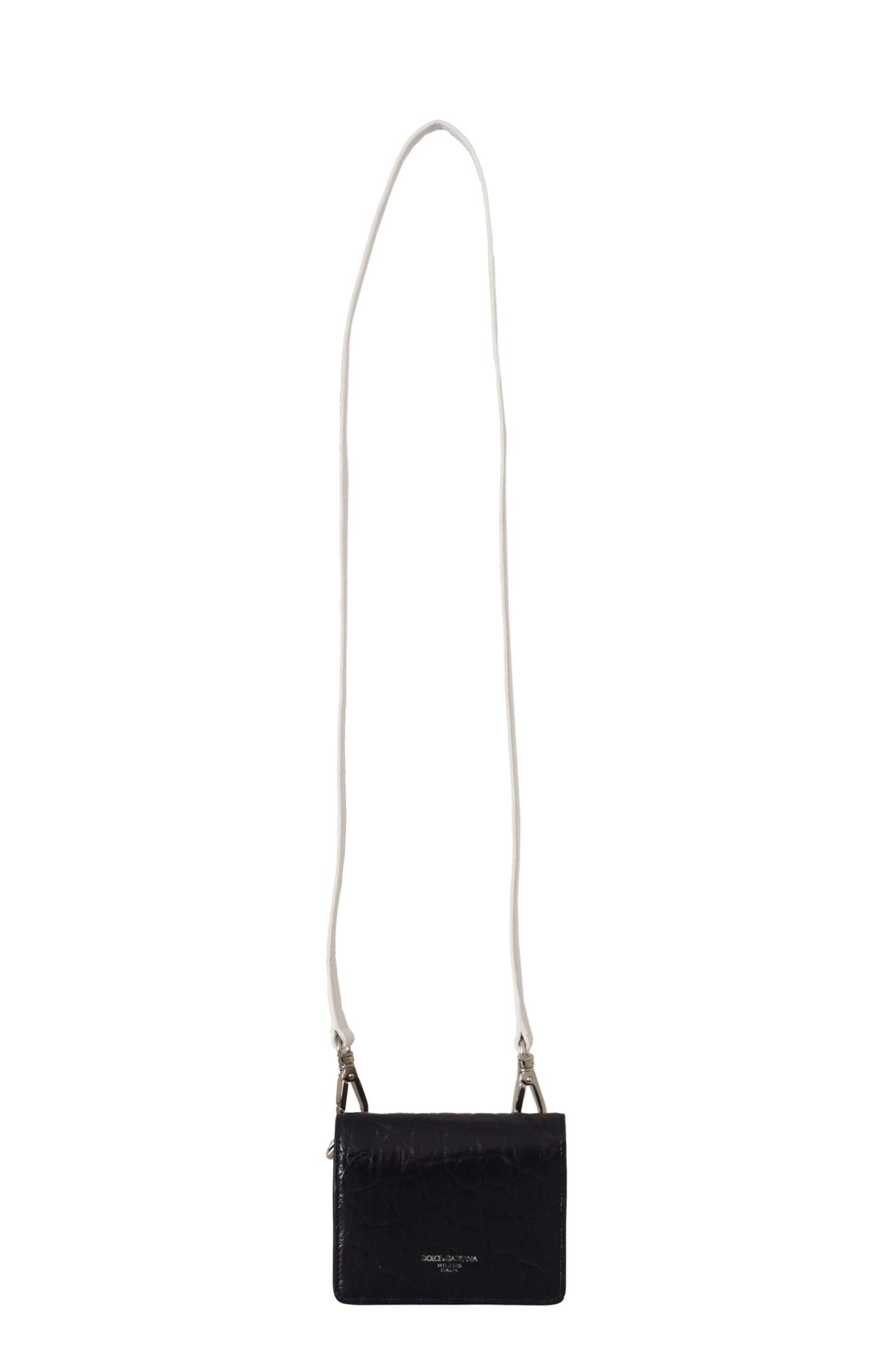 محفظة دولتشي آند غابانا بحزام من جلد الكايمان باللون الأزرق والأبيض