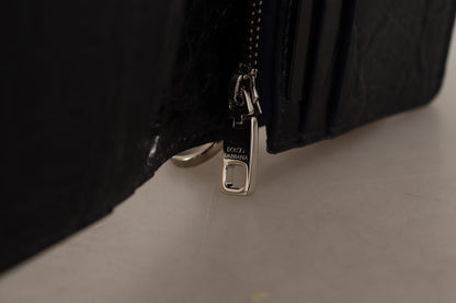 محفظة دولتشي آند غابانا بحزام من جلد الكايمان باللون الأزرق والأبيض