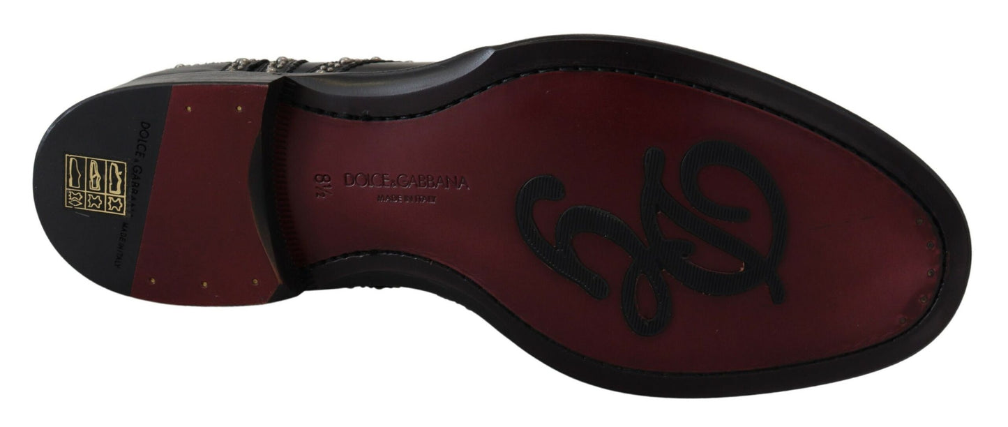 حذاء ديربي من الجلد الأسود من دولتشي آند غابانا مرصع بالمسامير