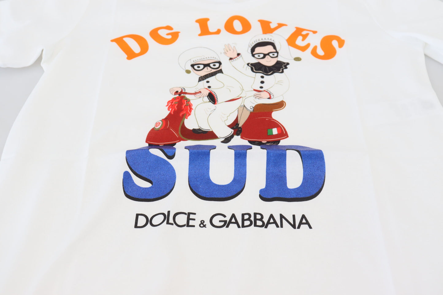 تيشيرت دولتشي آند غابانا أبيض قطني بطبعة DG Loves SUD