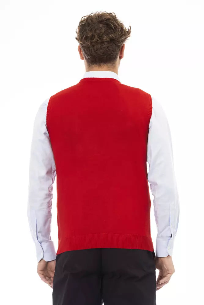 Alpha Studio Red Viscose Men Jacket