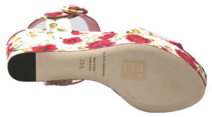 Dolce & Gabbana Multicolor floral print Wedges Floral Ankle Strap Sandals
