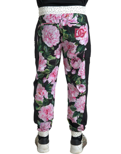 Dolce & Gabbana Multicolor Peony Joggers Cotton Men Pants