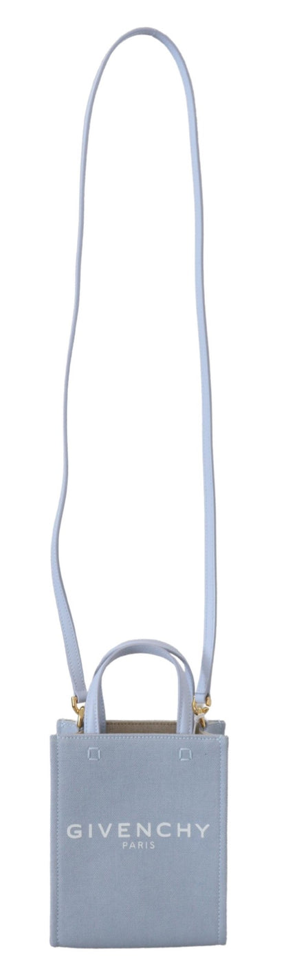حقيبة كتف صغيرة عمودية من جيفنشي مصنوعة من قماش أزرق مطلي