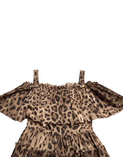 Dolce & Gabbana Brown Leopard Print Sleeveless A-line Dress