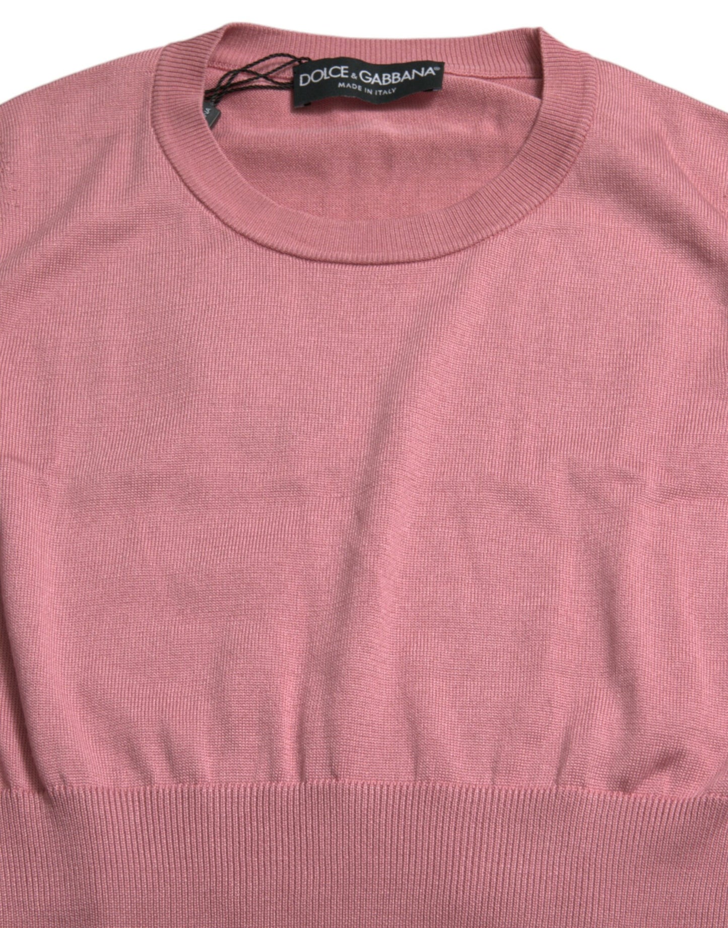 بلوزة دولتشي آند غابانا الوردية بدون أكمام بياقة دائرية