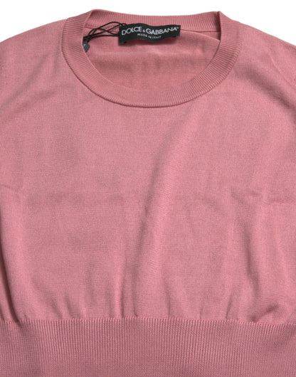 بلوزة دولتشي آند غابانا الوردية بدون أكمام بياقة دائرية