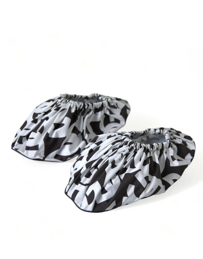 حذاء مسطح سهل الارتداء من النايلون مطبوع عليه شعار دولتشي آند غابانا باللون الأبيض