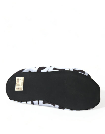 حذاء مسطح سهل الارتداء من النايلون مطبوع عليه شعار دولتشي آند غابانا باللون الأبيض