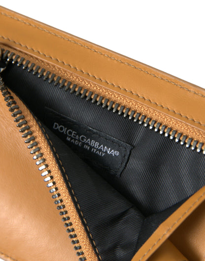 محفظة دولتشي آند غابانا بحامل بطاقات ائتمان من جلد العجل البرتقالي