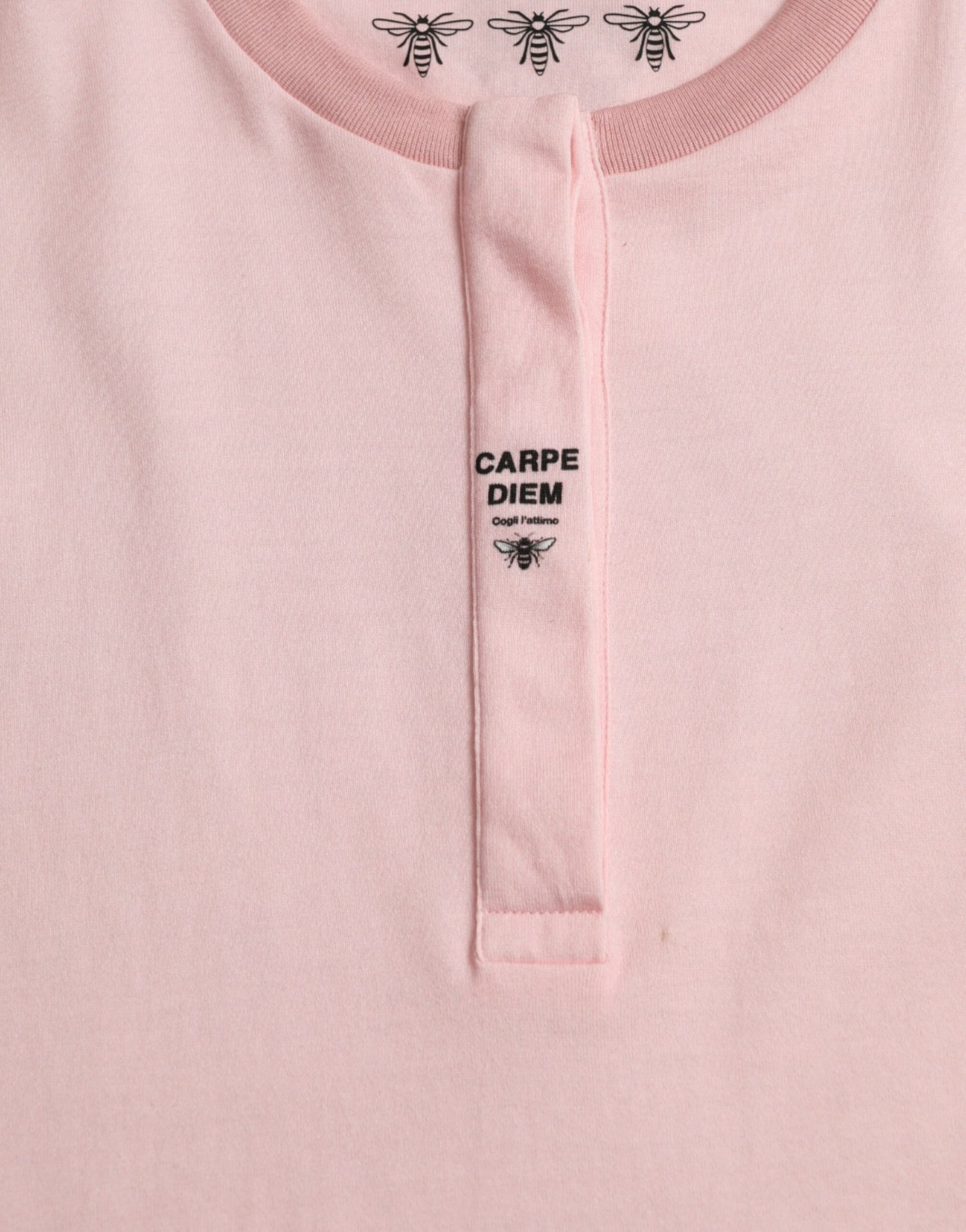 تي شيرت دولتشي آند غابانا الوردي بطبعة زهور من القطن بأكمام قصيرة