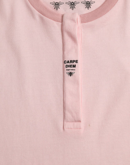 تي شيرت دولتشي آند غابانا الوردي بطبعة زهور من القطن بأكمام قصيرة