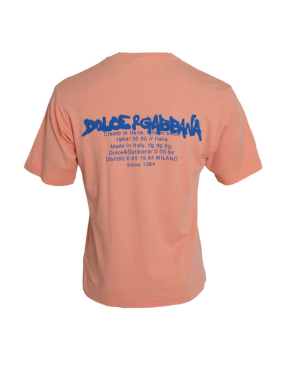 تي شيرت دولتشي آند غابانا كورال قطني بأكمام قصيرة وطبعة شعار