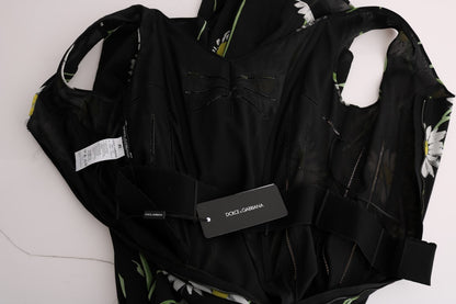 فستان دولتشي آند غابانا من الحرير المرن بنقشة دوار الشمس