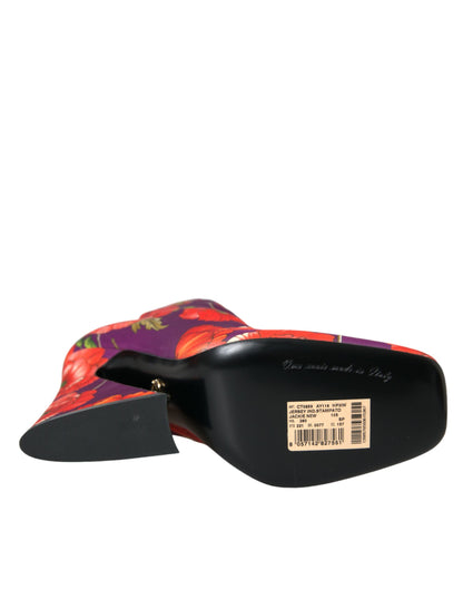 حذاء بوت مطاطي من دولتشي آند غابانا بنقشة زهور بنفسجية