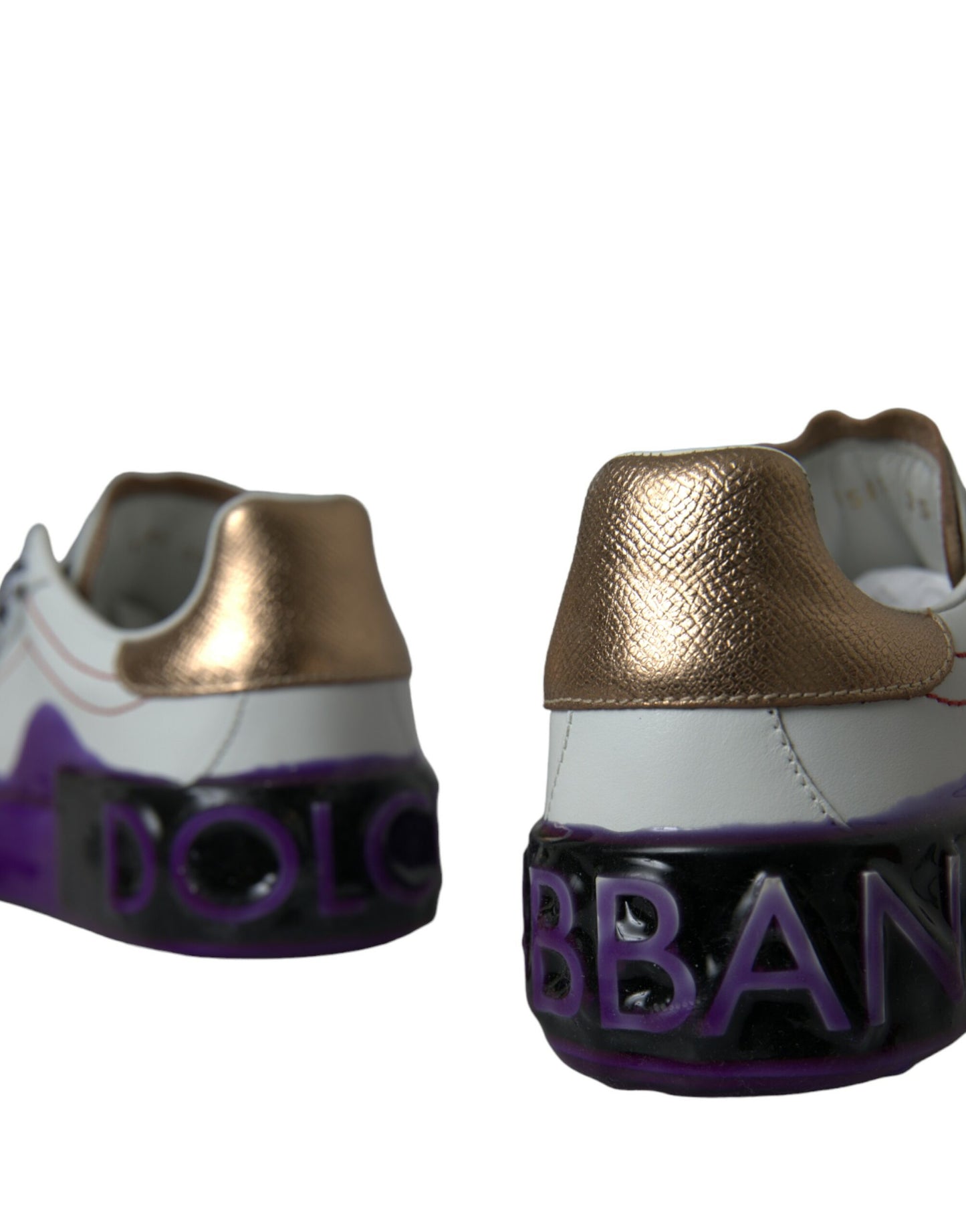 حذاء سنيكرز بورتوفينو منخفض الرقبة من دولتشي آند غابانا، جلد أبيض