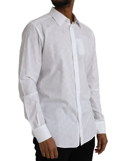 فستان قطني أبيض منقط من دولتشي آند غابانا، قميص ذهبي