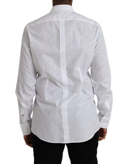 فستان قطني أبيض منقط من دولتشي آند غابانا، قميص ذهبي