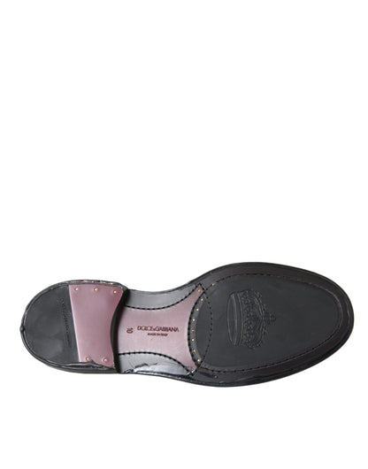 حذاء رجالي رسمي من الجلد الأسود من دولتشي آند غابانا، بأجنحة، من تصميم أوكسفورد