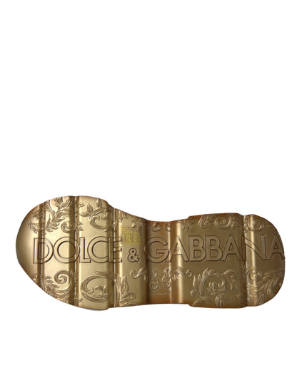 حذاء رياضي جلدي من دولتشي آند غابانا داي ماستر باللون الأبيض الذهبي