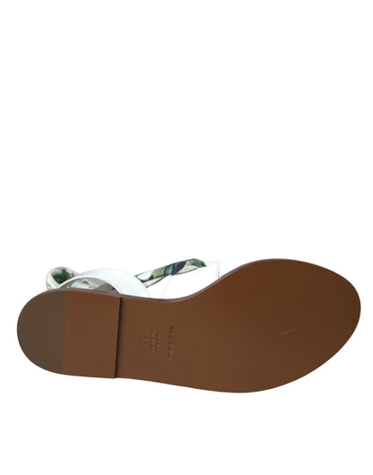 صندل دولتشي آند غابانا متعدد الألوان بطبعة زهور ملفوفة حول الكاحل