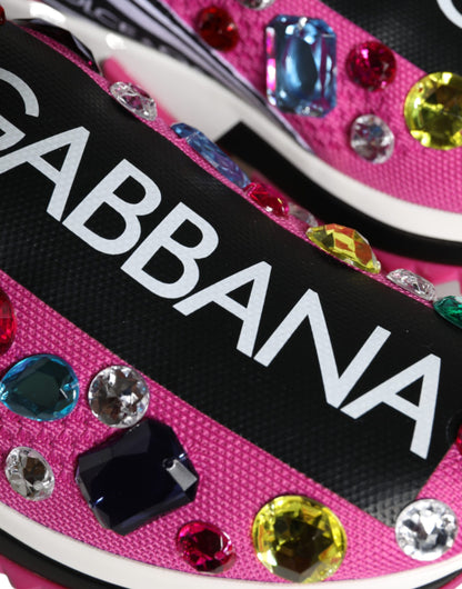 حذاء سنيكرز دولتشي آند غابانا سورينتو الوردي منخفض الرقبة مزين بكريستالات