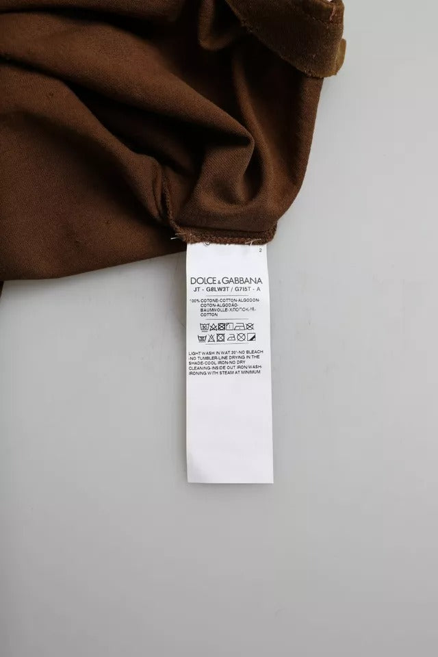 تي شيرت دولتشي آند غابانا بني اللون من القطن برقبة دائرية