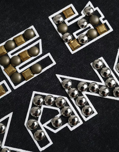 تي شيرت رجالي من دولتشي آند غابانا، قطني، بياقة دائرية، مطبوع عليه شعار دولتشي آند غابانا الأسود