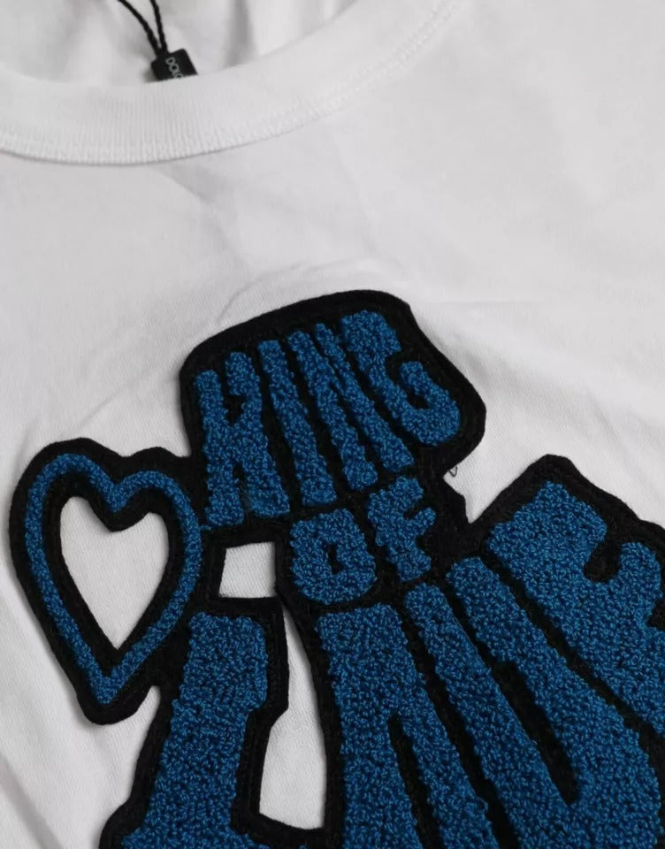 تيشيرت دولتشي آند غابانا الأبيض ملك الحب برقبة دائرية وأكمام قصيرة