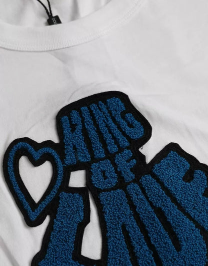 تيشيرت دولتشي آند غابانا الأبيض ملك الحب برقبة دائرية وأكمام قصيرة