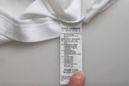 تيشيرت دولتشي آند غابانا الأبيض ملك الحب برقبة دائرية وأكمام قصيرة