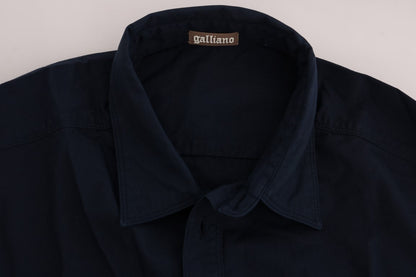 John Galliano Blue Casual Cotton Long Sleeve Shirt