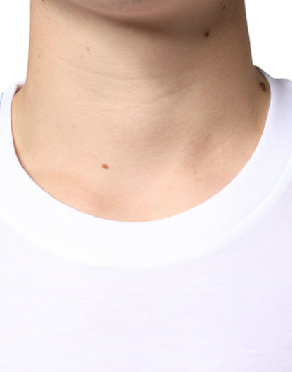 تي شيرت دولتشي آند غابانا أبيض معدني بشعار DG من القطن بأكمام قصيرة