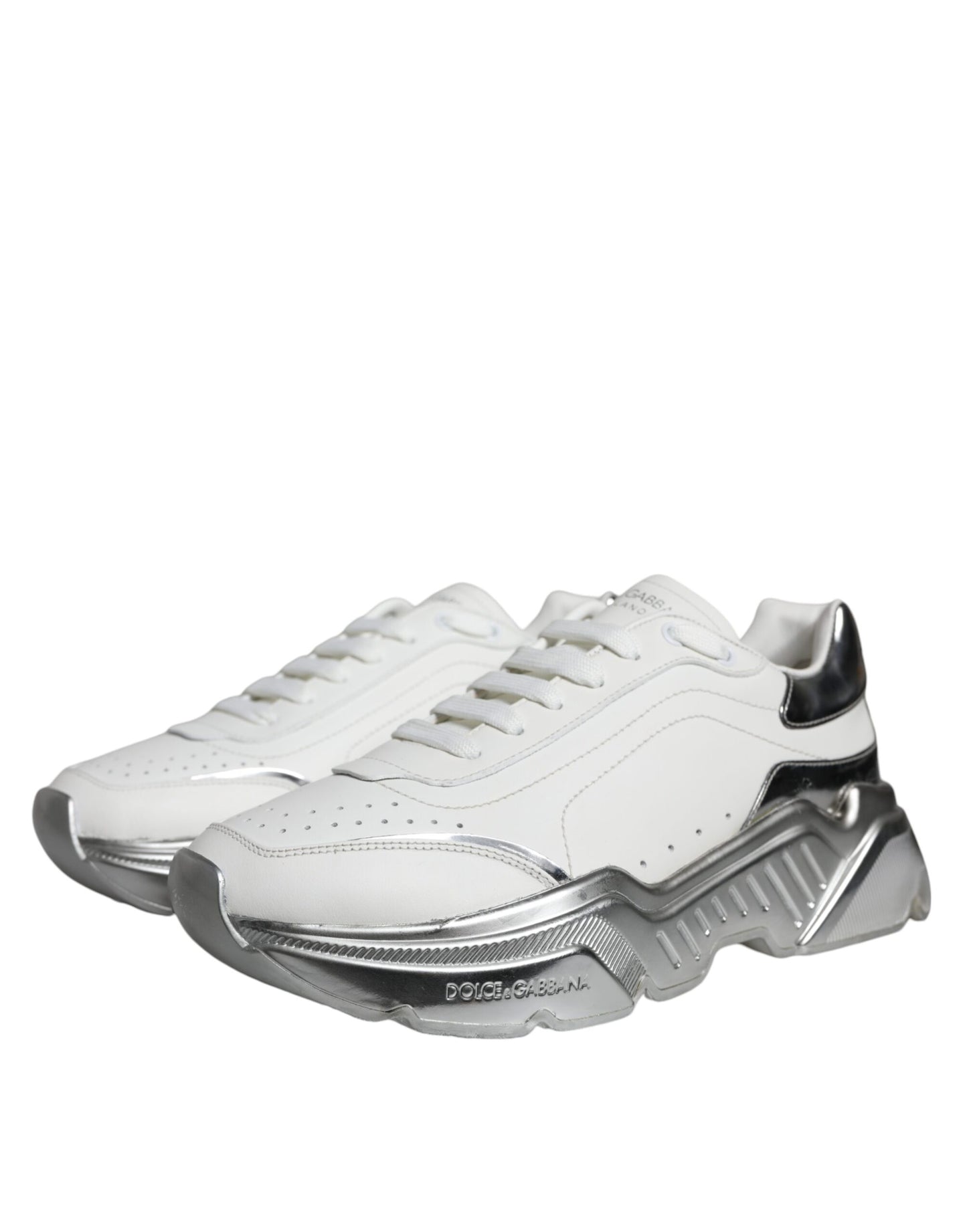 حذاء سنيكرز دولتشي آند غابانا دايماستر أبيض فضي منخفض الرقبة