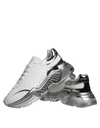 حذاء سنيكرز دولتشي آند غابانا دايماستر أبيض فضي منخفض الرقبة