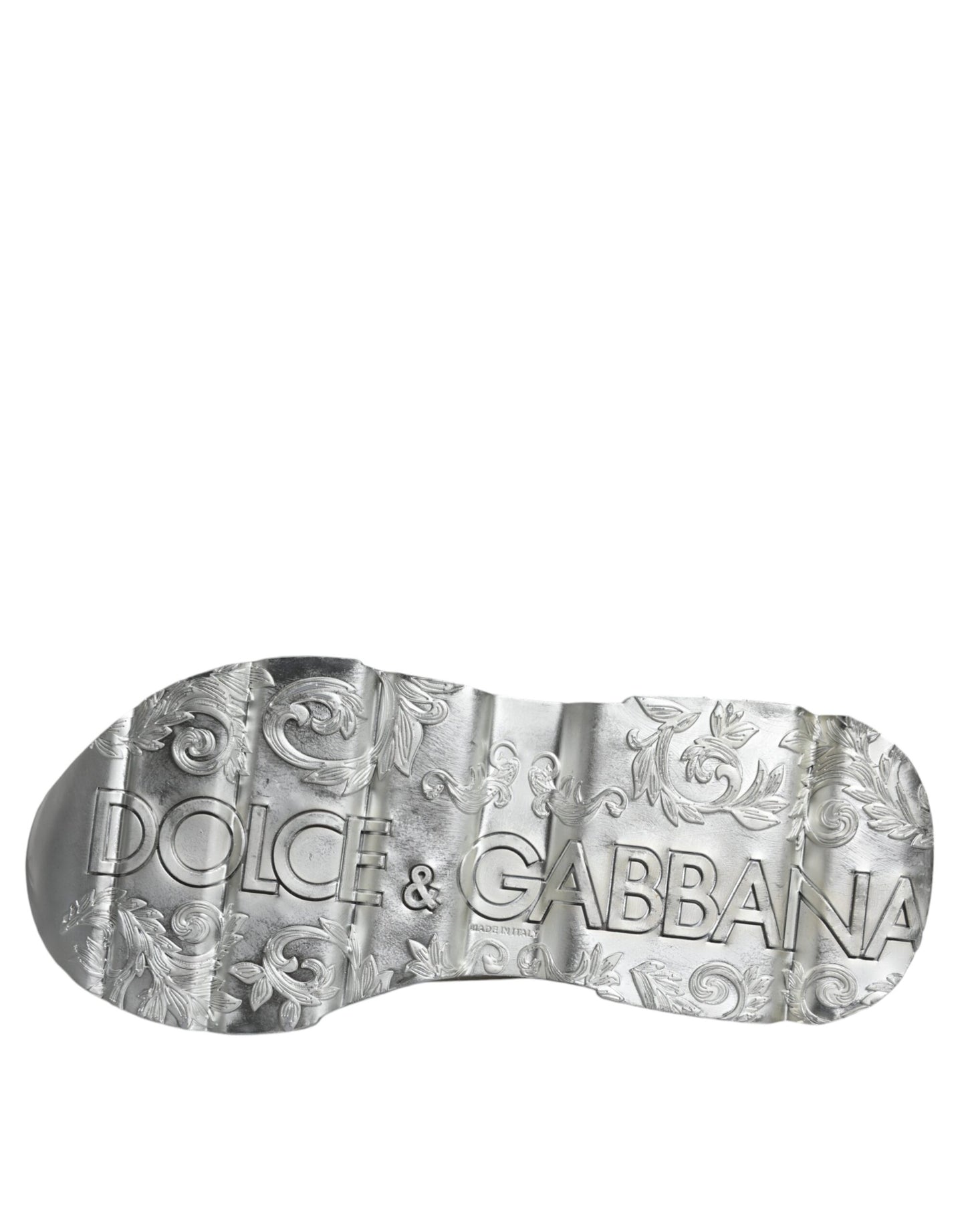 حذاء سنيكرز دولتشي آند غابانا دايماستر أبيض فضي منخفض الرقبة